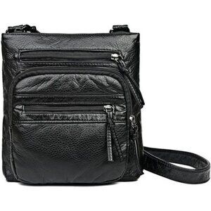 Soft Leather Multi Pockets Crossbody Bags Women Vintage Shoulder Flap Handbags